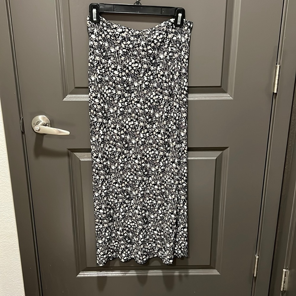 Urban outfitters, black and pink floral maxi skirt